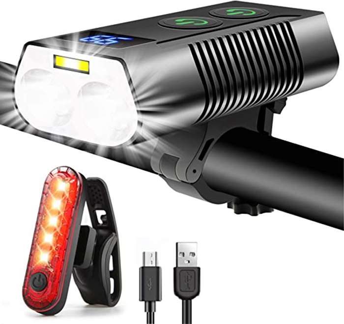 Faro delantero y trasero LED con luz antiniebla para bicicletas 