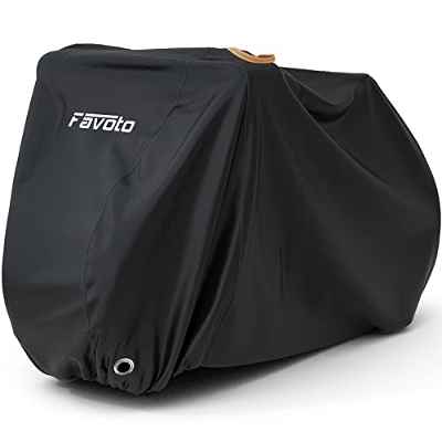 Favoto Funda para Bicicleta Exterior, 210T Tela Poliéster Cubierta Protector para 2-3 Bicicletas Impermeable al Aire Libre contra Lluvia/UV/Polvo/Nieve para Montaña Carretera, 200x105x110cm Negro