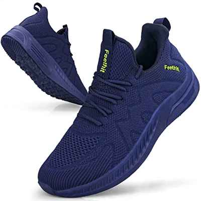 Feethit Zapatillas de Deporte Zapatillas Running Hombre Correr Jogging Caminar Bambas Gimnasio Fitness Atlético Trabajo Sneakers Ligeros Transpirables Zapatillas Deportivas Hombre Negro & Blanco 43 EU