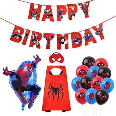 FINEVERNEK Globos de Spider-Man, Capa de Spiderman, Temáticos de Spiderman Globos de Latex, Cumpleaños Spiderman Globos Spider, Decoración Spiderman Cumpleaños Globos, para Fiesta Decoracion