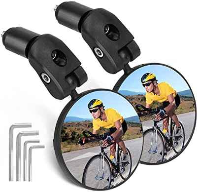 Flintronic 2 Piezas Espejo Retrovisor de Bicicleta, Espejos de Bicicleta 360° Adjustable Giratorio, (17.4mm-22mm)HD Gran Angular Espejos Bicicleta para Bicicleta Manillar, Bicicletas de Montaña