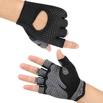 flintronic Guantes de Fitness, 1 Par Guantes Gimnasio de Medio Dedo, para Entrenamiento Cruzado, Levantamiento de Pesas, Fitness, Kettlebells, Guantes de Entrenamiento Hombres Mujeres - M