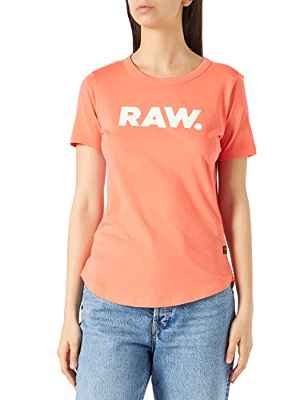 G-STAR RAW Camiseta Raw. Slim, Rosa Fiery Coral 4107-d159, S para Mujer