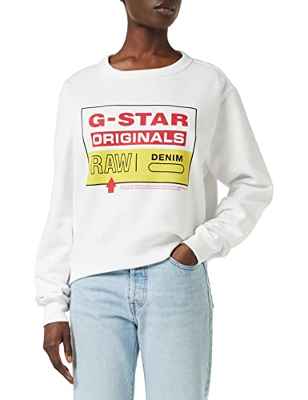 G-STAR RAW Graphic Sudadera, Blanco (White A612-110), L para Mujer