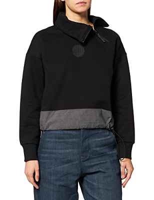 G-STAR RAW High Collar Zip Loose Sudadera, Negro (Dk Black A612-6484), XS para Mujer