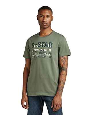 G-STAR RAW Stencil Originals r t T-Shirts, lt Hunter, S para Hombre