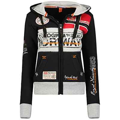 Geographical Norway Flyer Lady - Sudadera con Capucha para Mujer Bolsillos - Sudadera para Mujer Jersey Informal de Manga Larga Abrigo - Chaqueta con Capucha Tops Deportivos (Negro XL Talla 4)