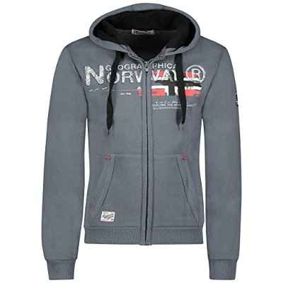 Geographical Norway GISLAND Men - Sudadera Capucha Bolsillos Hombre - Chaqueta Casual Hombres Abrigo - Camisetas Camisa Manga Larga - Hoodie Deportiva Regular Fitness Jacket Tops Gris Oscuro M