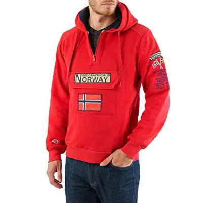 Geographical Norway GYMCLASS Men - Sudadera De Bolsillo Canguro para Hombre - Sudadera con Logo para Hombre - Sudadera con Capucha De Manga Larga - Sudadera Sport Regulier (Negro L)