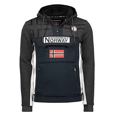 Geographical Norway- Sudadera con Capucha de Hombre de Manga Larga Fitakol Gris Oscuro/Azul Marino Talla S