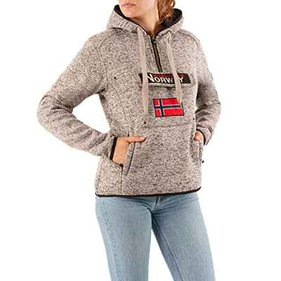 Geographical Norway UPCLASSICA Lady - Sudadera Capucha Bolsillos De Forro Polar Kangaroo - Sudadera De Manga Larga Y Cálida - Sudadera con Capucha Tops Sport (Gris Mixto M)