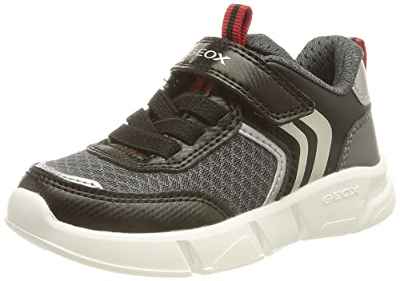 Geox J ARIL BOY, Zapatillas, para Niños, Negro (Negro/Plateado), 25 EU