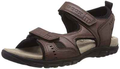 Geox UOMO Sandal Strada A, Sandalias con Punta Abierta Hombre, Brown (Coffee C6009), 45 EU