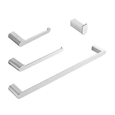 GERUIKE Toallero 4 Piezas Set de Accesorios de baño 40CM Aluminio Toallero Baño Anillo de Toalla Montaje en Pared Sujetador de Papel Toallero de Inodoro Gancho para Bata Plata