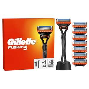 Gillette Fusion5 Maquinilla De Afeitar Para Hombre, 1 Maquinilla De Afeitar, 8 Recambios, Base Para Maquinilla