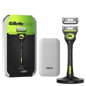 GilletteLabs Máquina De Afeitar Con Barra Exfoliante, Estuche De Viaje, 2 Recambio