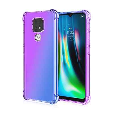 GOGME para Motorola Moto E7 Plus/Moto G9 Play Funda, Cubierta Delgado de Silicona Funda Protective Case Cover, Carcasa Fibra TPU [Diseño Durable] [Máxima Protección contra Golpes] - (Morado/Azul)