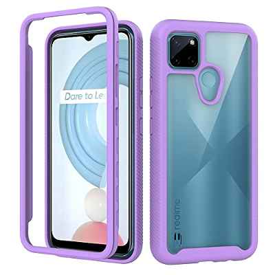 GOKEN Funda para Realme C21Y (Realme C21-Y)/ Realme C25Y, [No con Protector de Pantalla] 360 ° Carcasa Completa Antigolpes Transparente Case Cover con TPU Silicona Bumper, Morado Claro