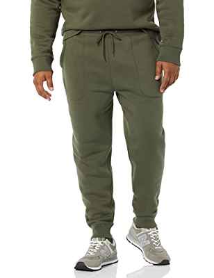 Goodthreads Pantalón jogger de forro polar lavado Hombre, Verde Oliva, S