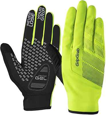 GripGrab Ride Térmicos Cortavientos Acolchados Táctiles con Forro Polar Guantes Ciclismo Invierno, Adultos Unisex, Amarillo Neón, M