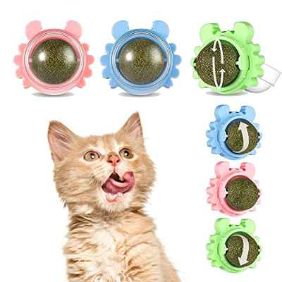 Havenfly 3 Bolas de Catnip, Juguetes Interactivos para Gatos, Golosinas de Hierba Gatera Giratorias de 360° con Tapa para Almacenar, Eficaz para Limpiar los Dientes y Mejorar la EmocióN del Gato