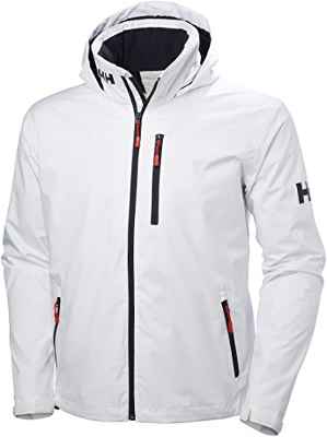 Helly Hansen Crew Hooded Midlayer - Chaqueta Impermeable, Cortavientos y Transpirable, con Forro Polar y Capucha Integrados, Hombre, Blanco (001 White), M