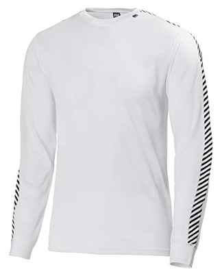 Helly Hansen HH LIFA Stripe Crew LS Baselayer, Hombre, Blanco, L