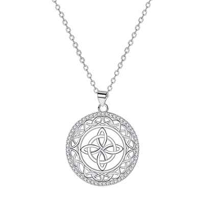 Hifeeled Collar Mujer Nudo Celta Plata de Ley 925 Colgante con Cadena Hipoalergénica Ajustable |45cm+5|,Collar Estilo Étnico Regalo Original Mujers Niñas Joyas
