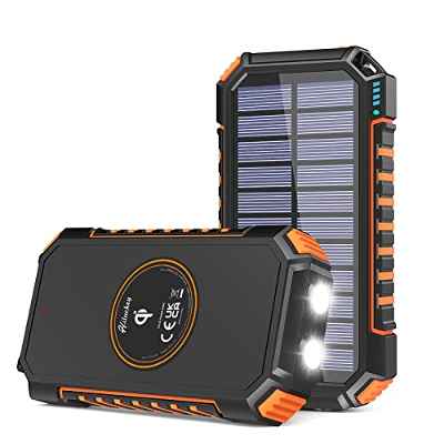 Hiluckey Cargador Solar 26800mAh Batería Externa Inalámbrica Power Bank USB C Carga Rápida Cargador Portátil Movil con 4 Salidas para Teléfono Tabletas