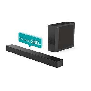 Hisense HS2100 - Barra de Sonido 2.1, 240W, Dolby Digital, DTS Virtual X, Bluetooth 5.3, HDMI ARC/Optical/AUX/USB, 6 Modos de Sonido