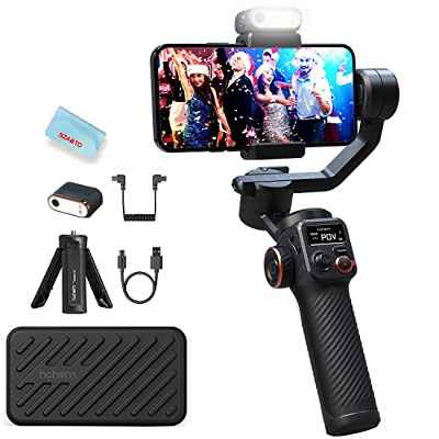 Hohem iSteady M6 Kit Estabilizador de Móvil Gimbal Smartphone de 3 Ejes con Sensor de visión AI de luz de Relleno magnético para iPhone Android con Pantalla OLED Carga útil máxima 400g,