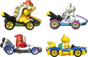 Hot Wheels Mario Kart Pack 4 personajes 2, coches de juguete con personajes, regalo para niños +3 años (Mattel HDB23)