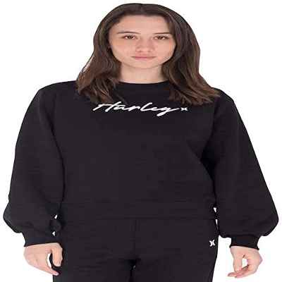 Hurley W Oceancare O&O Script Crew Sudadera, Black, M Mujer