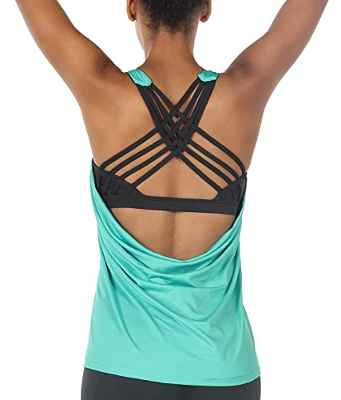 icyzone 2 en 1 Camiseta de Fitness Deportiva de Tirantes para Mujer Cruzado Deportivo -M-Cayos de Florida