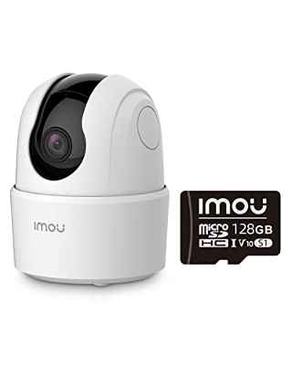 Imou Cámara IP WiFi Interior 360º con 128G Tarjeta SD, Cámara de Vigilancia WiFi Interior FHD 1080P, Detección de Humano, Modo de Privacidad, Detección de Sonidos Extraños, Compatbile con Alexa