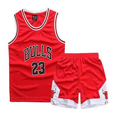 ISOVNUS Juego Baloncesto Niño de 2 Piezas, Camiseta sin Mangas y Pantalones, Trajes Conjunto de Baloncesto Niños, 1 Top Camiset+ 1 Pantalón Cortos para 11-12 Años, Rojo, XXL