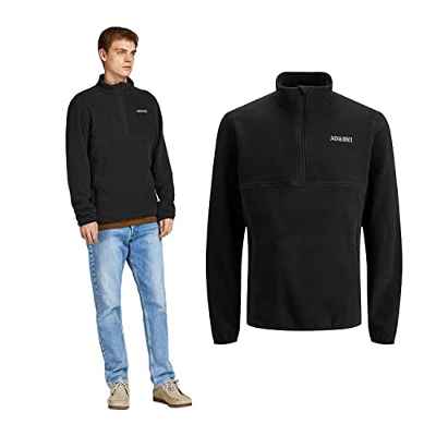 Jack & Jones Forro Polar Jjhype con Media Cremallera Chaqueta, Negro, M para Hombre