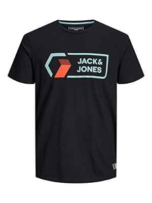 Jack & Jones JCOLOGAN tee SS Crew Noos Camiseta, Negro, M para Hombre