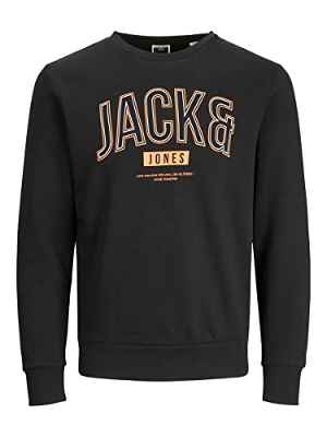 Jack & Jones Jcothomas Sweat Crew Neck Fst-Sudadera, Negro, M para Hombre