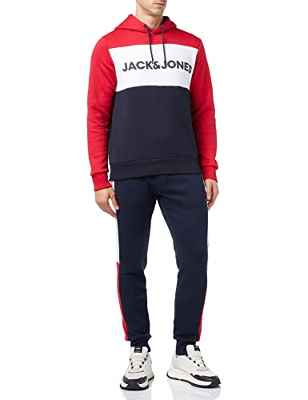 Jack & Jones Jjelogo Blocking MP Noos-Sudadera con Capucha Chándal, Tango Red/Pack:Set Pack, M para Hombre