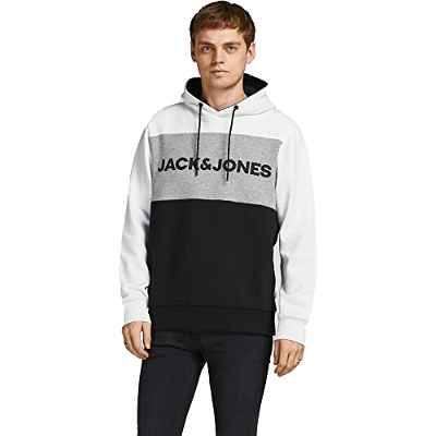 Jack & Jones Jjelogo Blocking Noos-Sudadera con Capucha, Blanco, M para Hombre