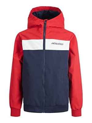 Jack & Jones Jjerush Blocking Hood Bomber Sn Jr Chaqueta, Color Rojo, 152 cm para Niños