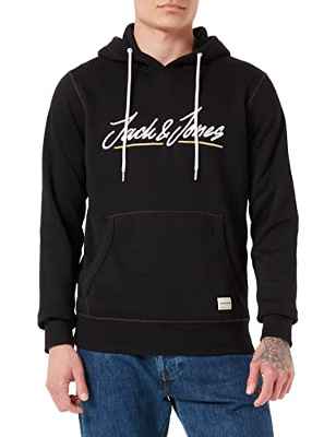 Jack & Jones Jortons Upscale Sweat Hood Sn Sudadera con Capucha, Negro, L para Hombre