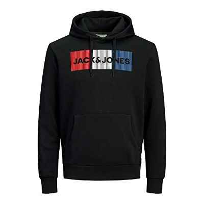 JACK & JONES PLUS JJECORP Logo Sweat Hood Noos PS Sudadera, Black, 4XL Grandes para Hombre