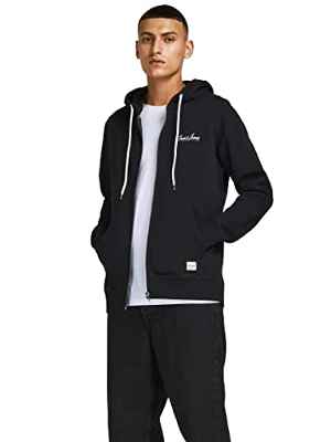 Jack & Jones Sudadera con Cremallera Jortons Ub Noos Chaqueta, Negro/Detalle: sólido, L para Hombre