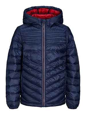 JACK&JONES JUNIOR Jjehero Puffer Hood Noos Jnr Chaqueta, Azul Marino. Detalles: Estampado, 164 cm para Niños