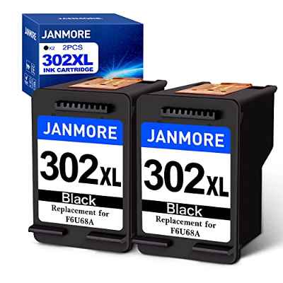 JANMORE Cartuchos de tinta Remanufacturados para HP 302 302XL, 2 Negro, para HP Deskjet 1110 2130 2134 3630 3632；Envy 4520 4521 4522 4523 4524；Officejet 3830 3834 4650 4651