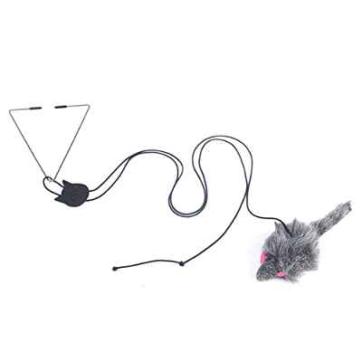 Juguete para colgar en la puerta, juguete de libélula para mascotas, ratón, juguete para gato, ratón, juguete para gato, fácil de instalar, multifunción, divertido juego para gatito (gris)