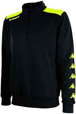 Kappa Sacco Sweat, Unisex, Negro/Amarillo Fluor, XL