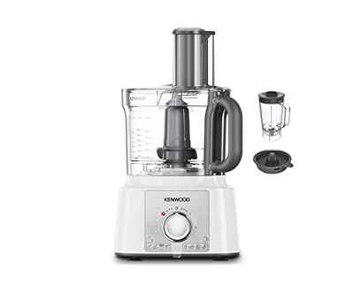 Kenwood MultiPro Express FDP65.450 WH - Procesador de Alimentos (1000 W, bol de 3 L, batidora de vaso de 1.5 L, exprimidor, accesorios de corte)